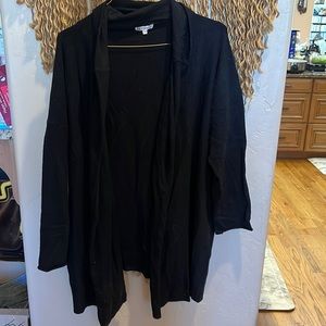 Long Sleeve Open Drape Black Cardigan